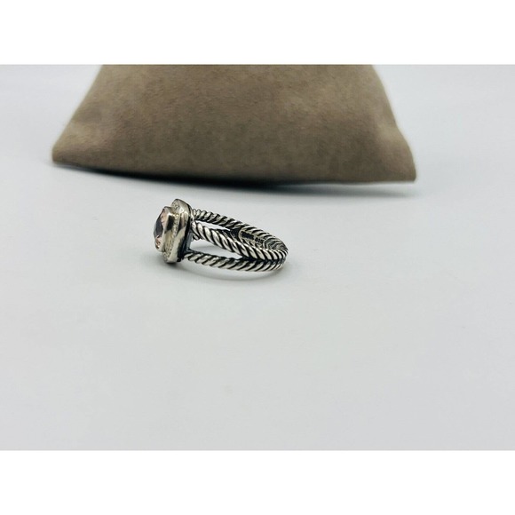 David Yurman Sterling Silver Morganite & Diamond Petite Albion Ring Size 6 - Picture 6 of 6